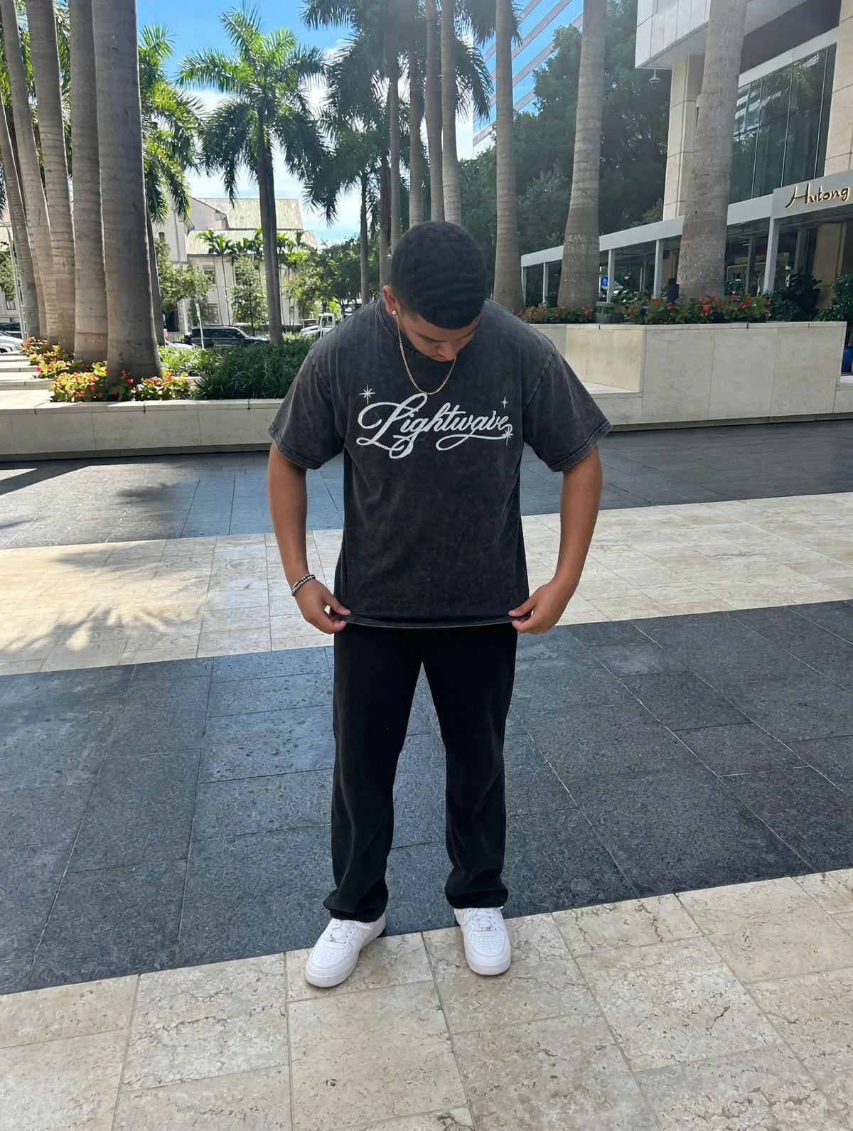 LightWave Hero Tee in washed black, front view